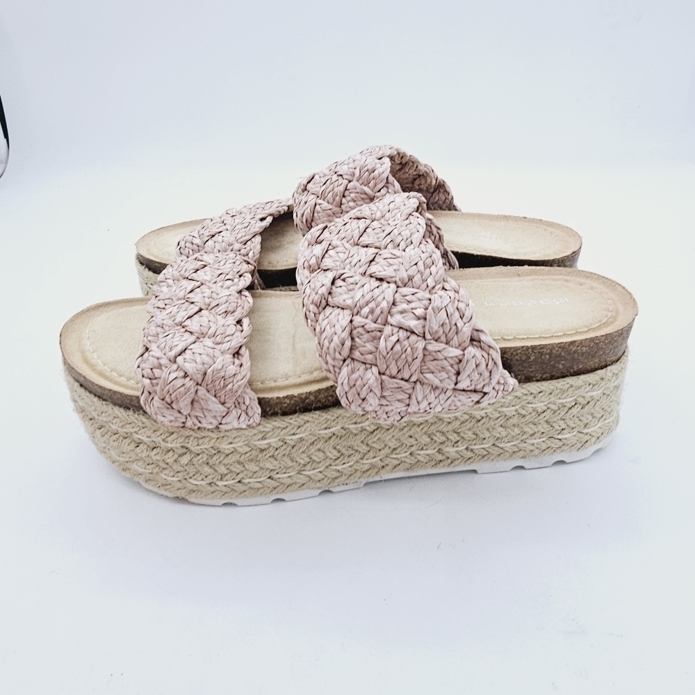 Madden Girl Blush Braided Raffia Pretty Espadrille Open Toe Platform Sandals - Picture 11 of 16